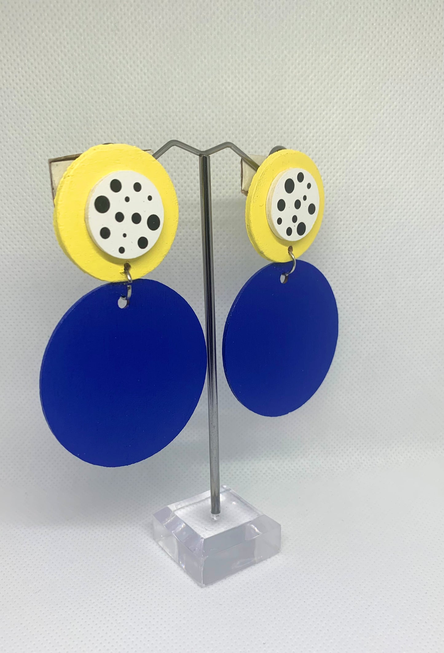 Solar Cobalt: Hand-Painted Color-Block Stud Drops