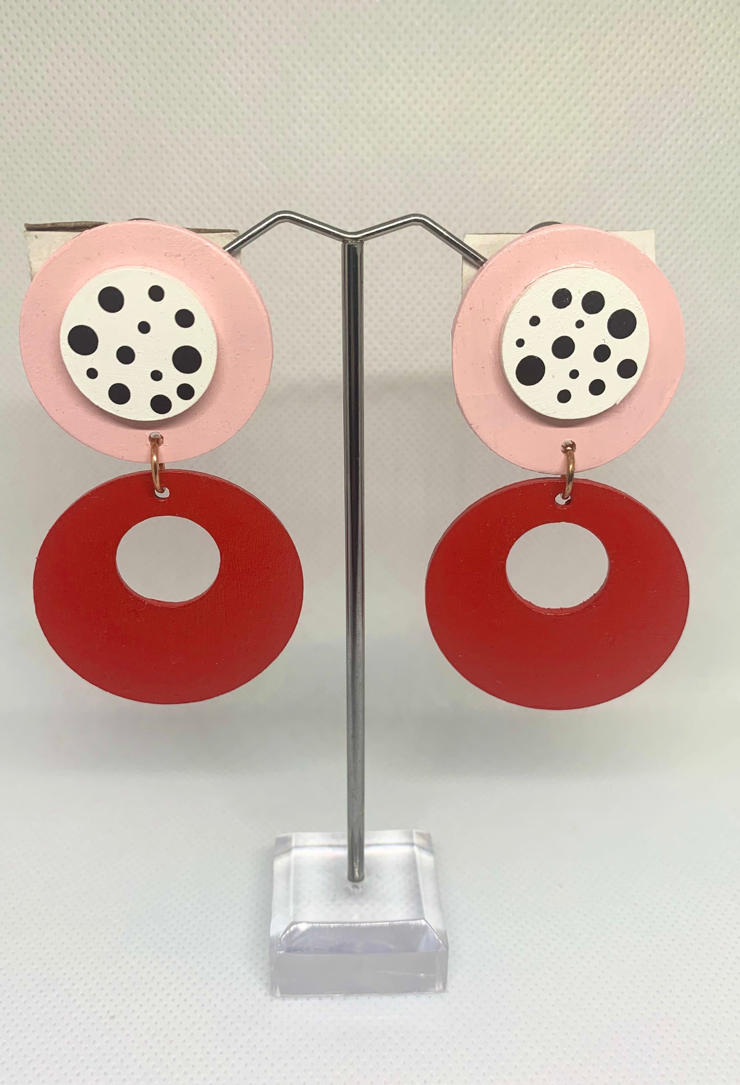 Rose & Cherry Pop: Hand-Painted Drop Earrings