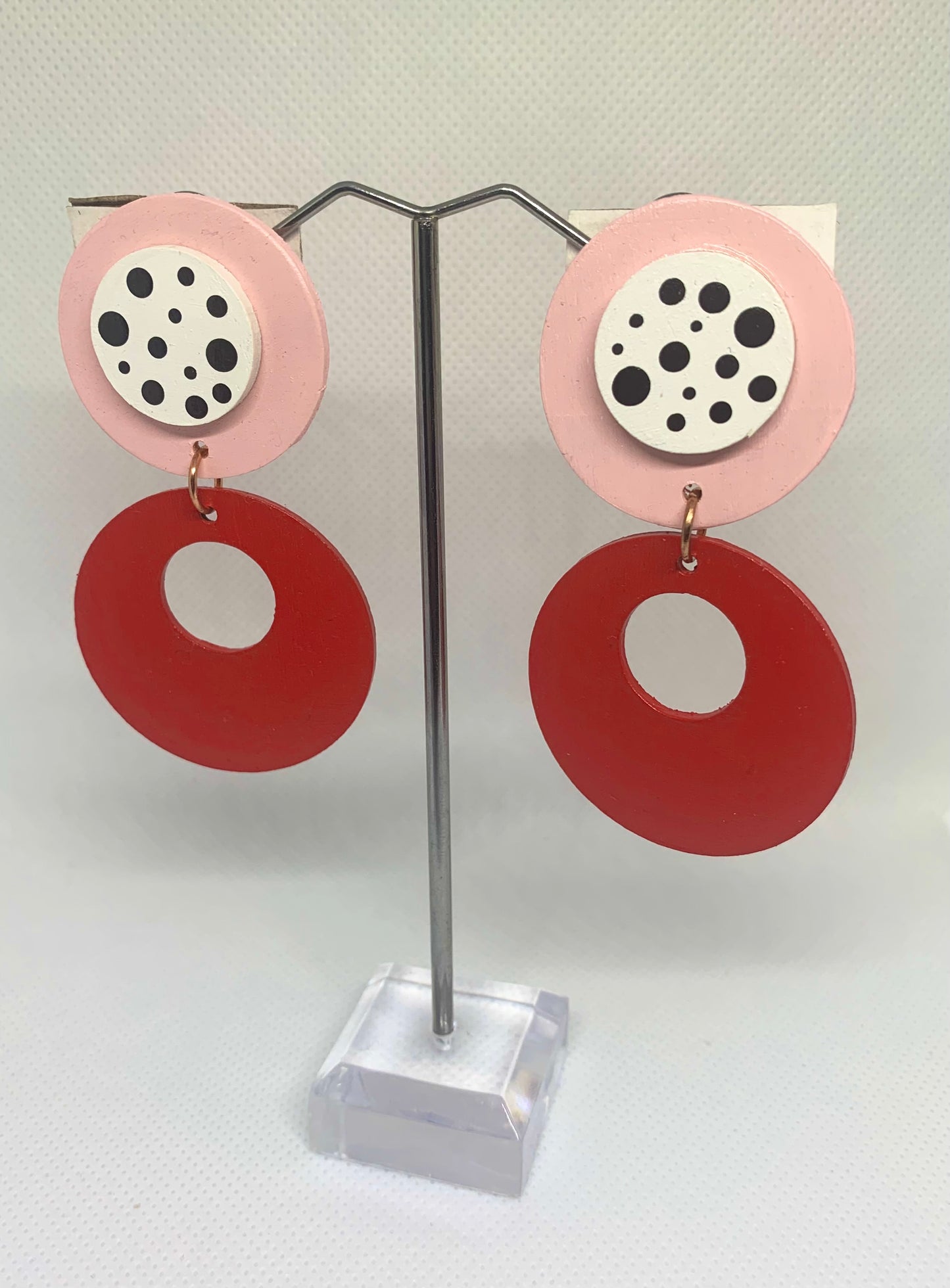 Rose & Cherry Pop: Hand-Painted Drop Earrings
