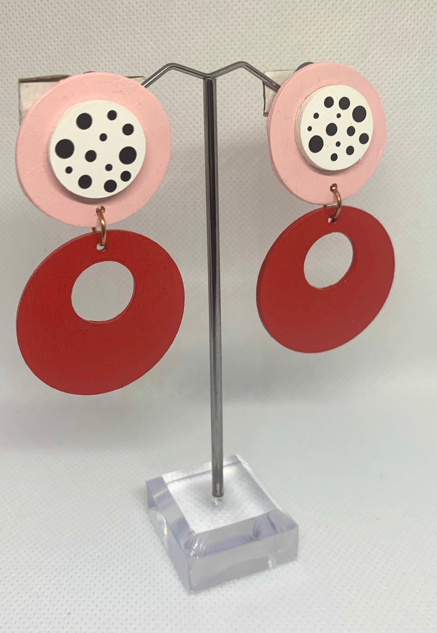 Rose & Cherry Pop: Hand-Painted Drop Earrings