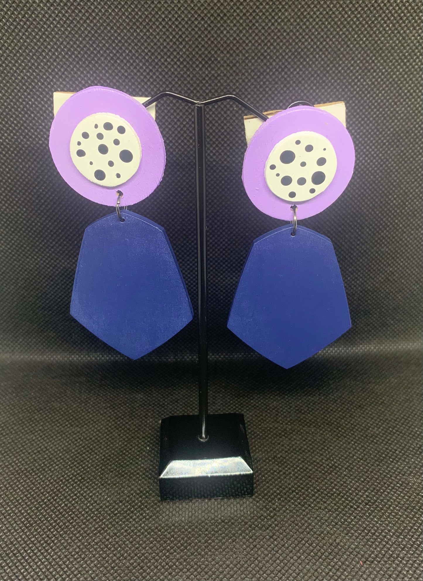Navy Mod: Hand-Painted Geometric  Drop Earrings
