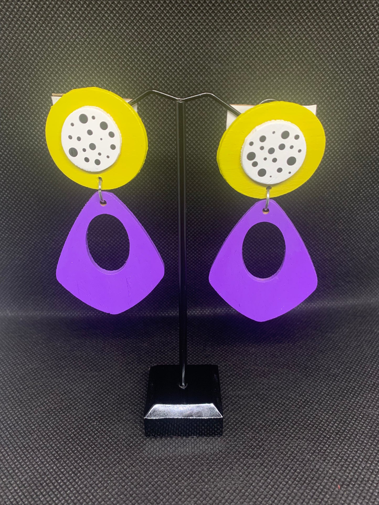 Retro Pop: Hand-Painted Geometric Drop Earrings