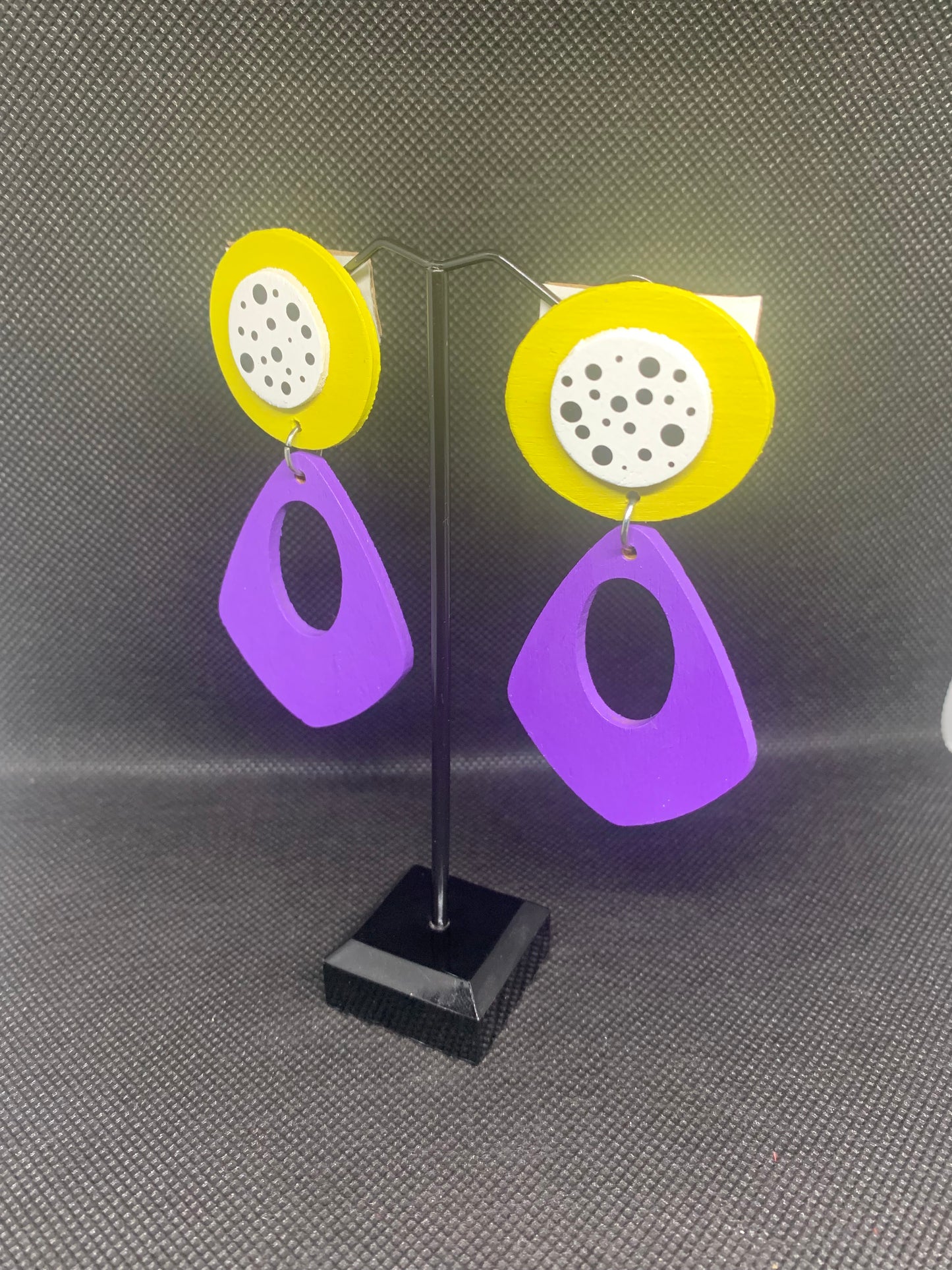 Retro Pop: Hand-Painted Geometric Drop Earrings