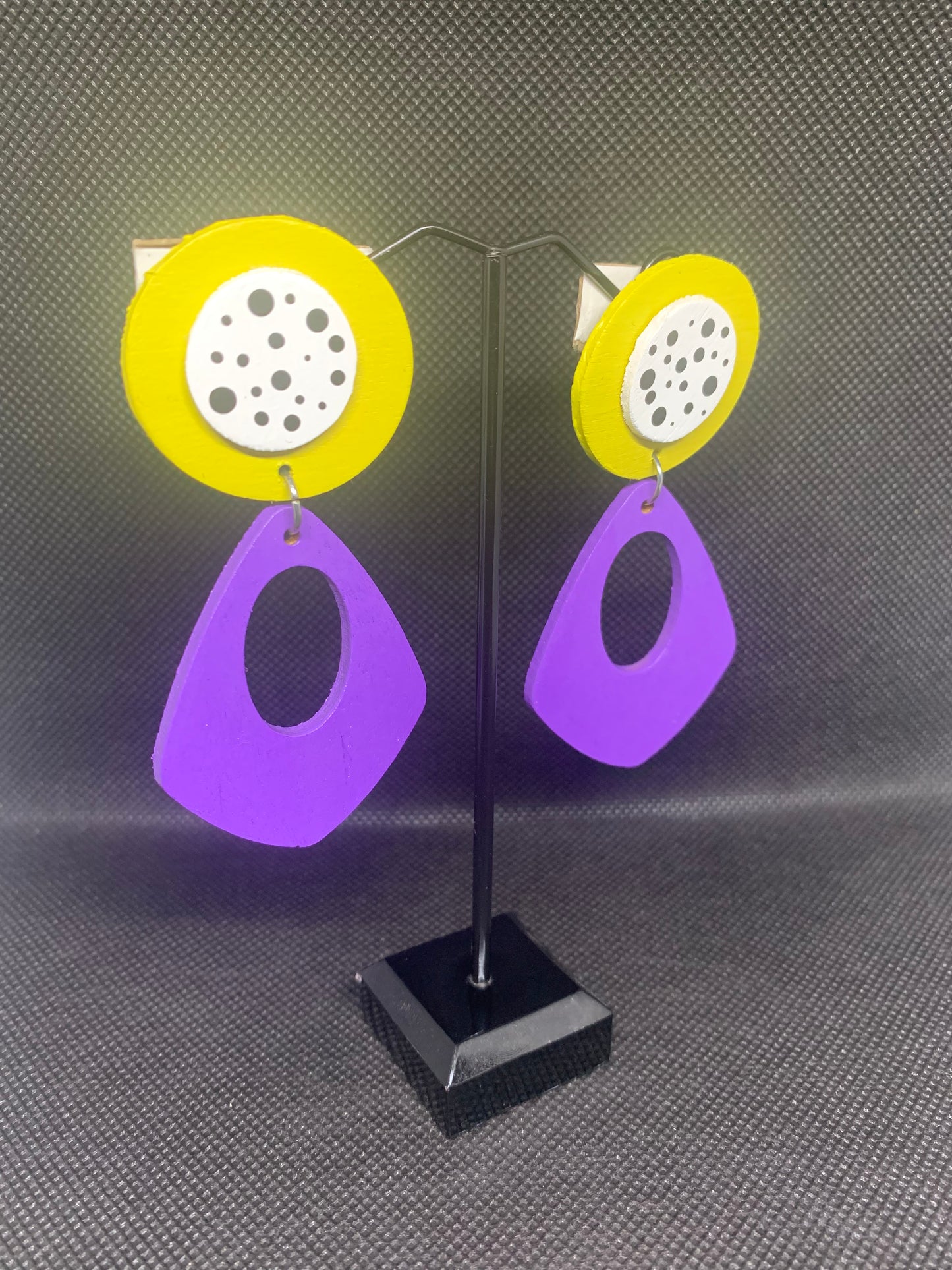 Retro Pop: Hand-Painted Geometric Drop Earrings