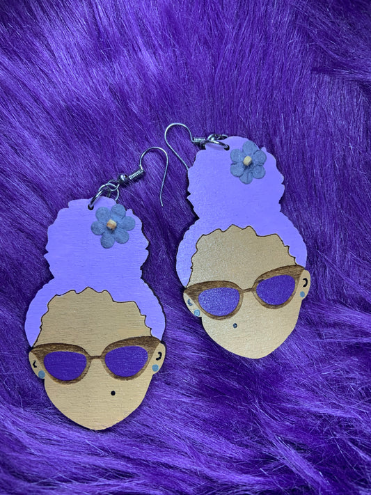 Violet Vibes - Afrocentric Wooden Earrings